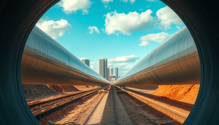 CMOs Backend Infrastructure: View from inside industrial pipe at construction site.