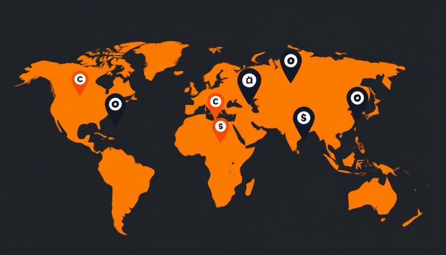 Multi-location SEO tech stack illustration with map and pins.