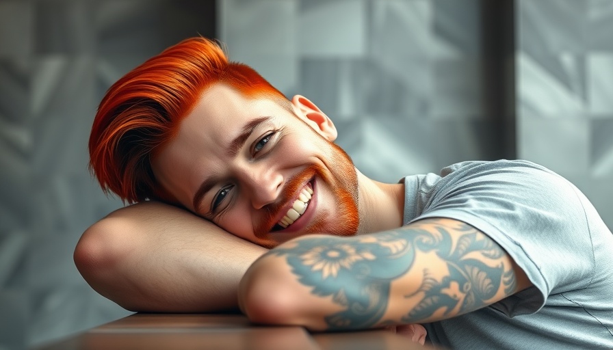 Man with red hair smiling, showcasing AI-powered styling app features.