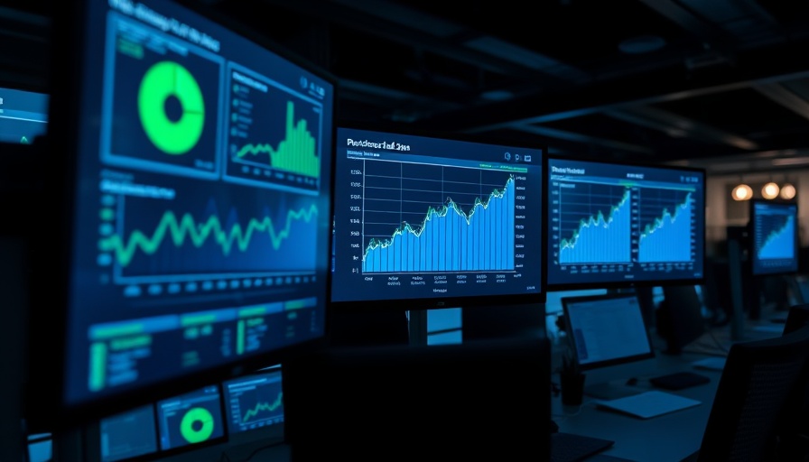Viewing digital graphs on screens showing SEO performance in a modern office.