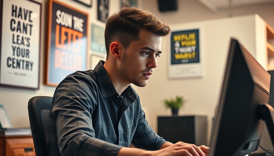 Optimize Your WordPress Database: Man working at a computer desk with motivational posters.
