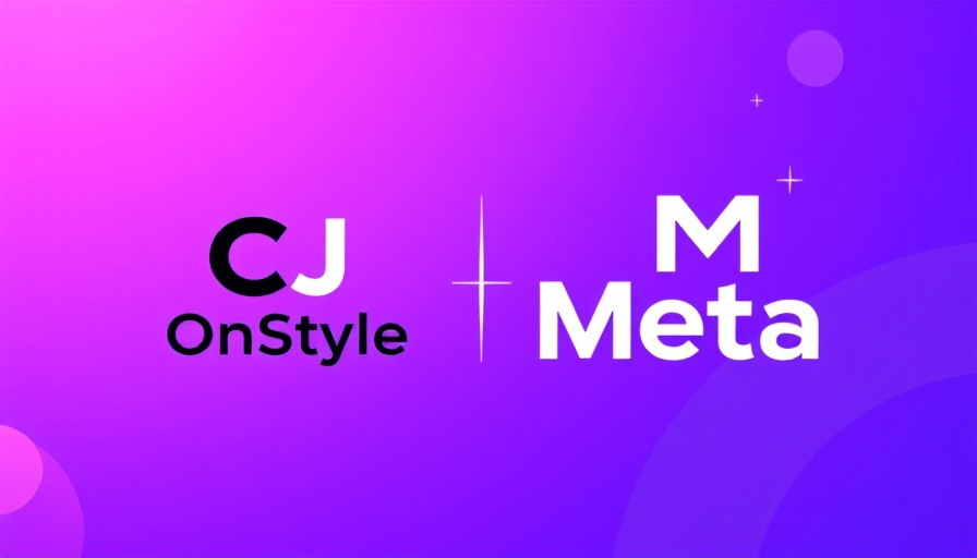 CJ OnStyle partnership with Meta logos on purple background.