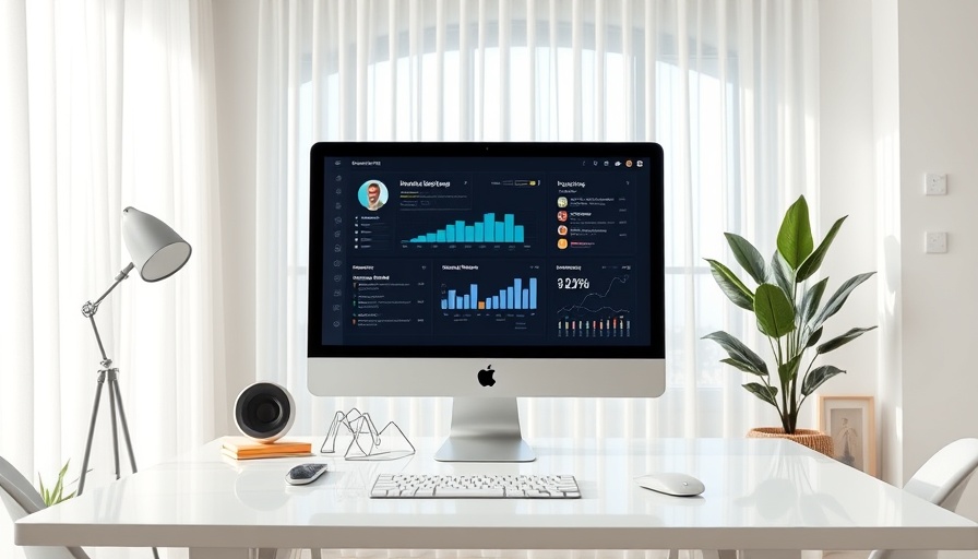 LLMS Amplifier on iMac in bright digital marketing office.