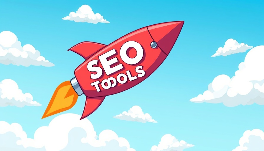 Illustration of rocket launching with text about best SEO tools for small businesses.