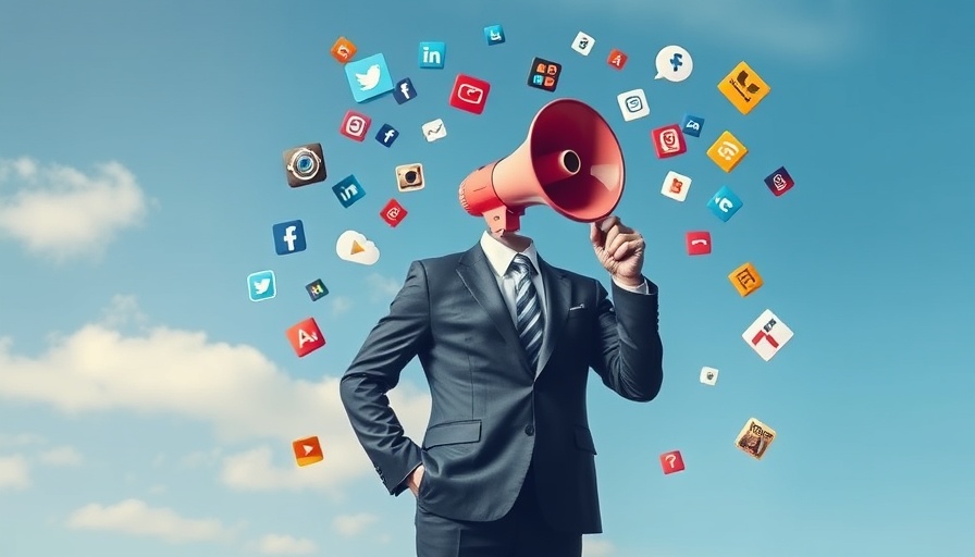 Surreal collage of digital marketing concept with megaphone.