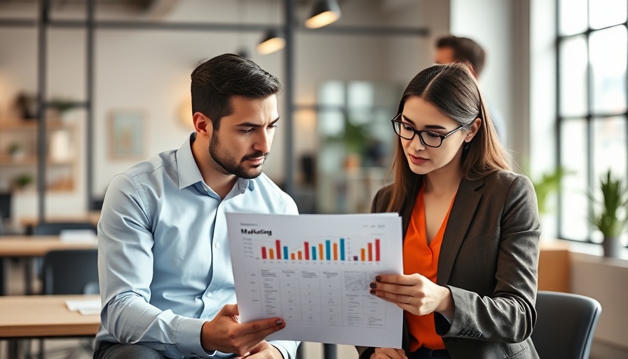 Professionals discussing AI-driven digital marketing strategies in an office.