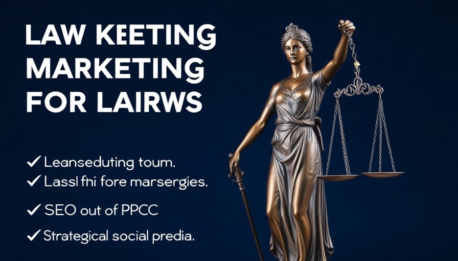 Advanced Digital Marketing for Law Firms advertisement with Lady Justice.