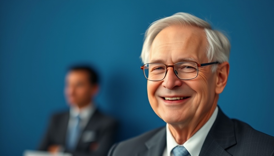 Smiling elderly man with glasses, formal setting; Warren Buffett's largest donation.