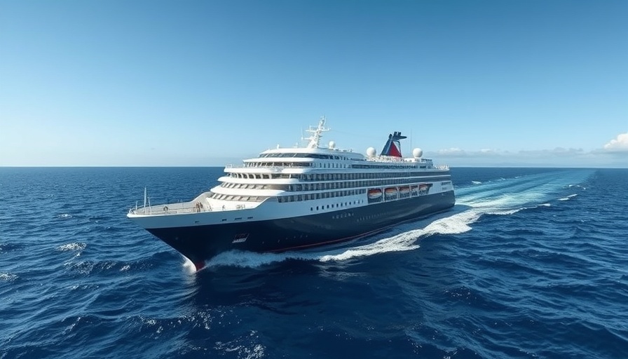 Elegant cruise ship on open ocean, embodying travel dreams.