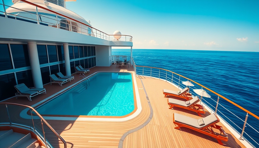Luxurious cruise ship deck by the ocean, for travel agents' digital marketing.