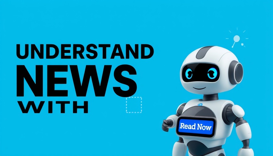 Modern AI advertisement promoting news understanding.