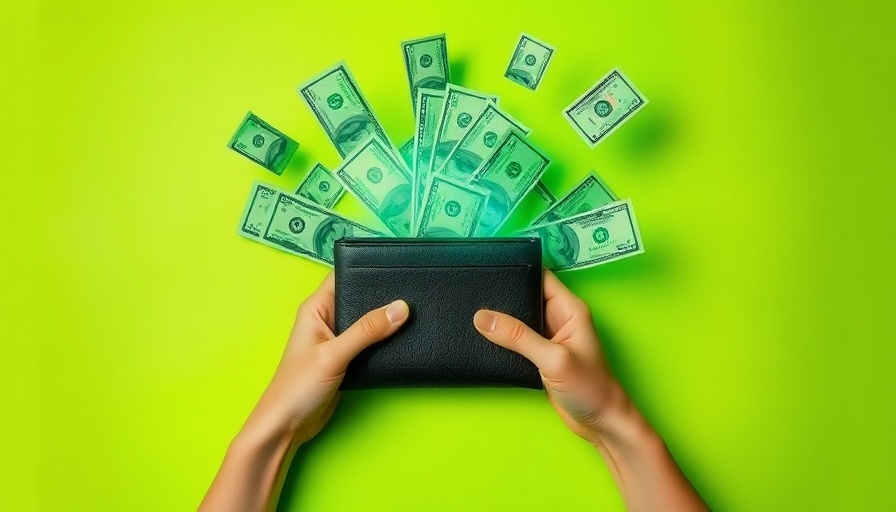 Hands holding a wallet with floating green bills on a lime green background. Side gigs to supercharge your wallet.