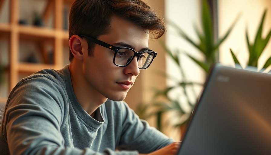 Young man focused on laptop work to recover from Google penalty.