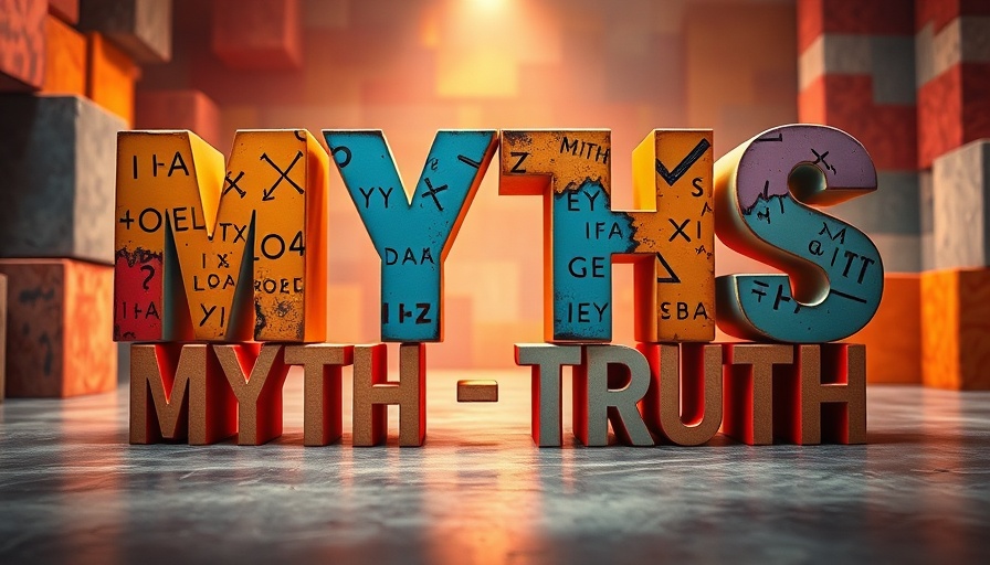 3D typography of myths and truths, showcasing SEO in 2025 shift.