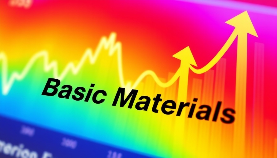 Colorful stock market chart with 'Basic Materials' title.