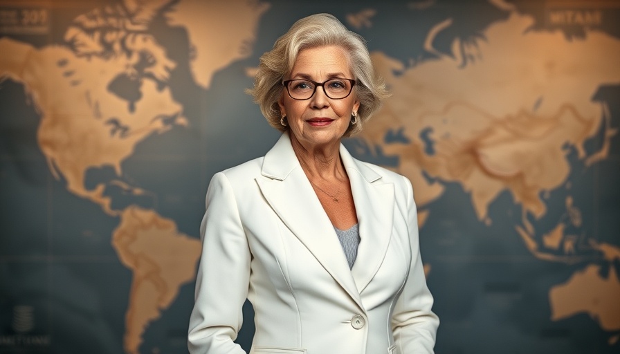 Confident older woman in white blazer, funding for public media 2025.