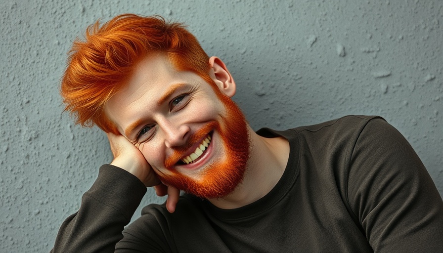 Man with red hair smiling in a thoughtful pose; buying time for happiness.