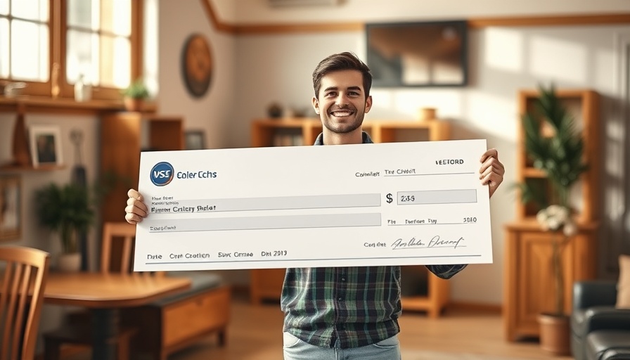 Cheerful young man holding a check, representing SEO success for local businesses.