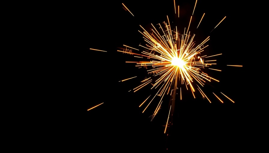 Golden sparkler trails in darkness, conveying energy like Nvidia's AI success.