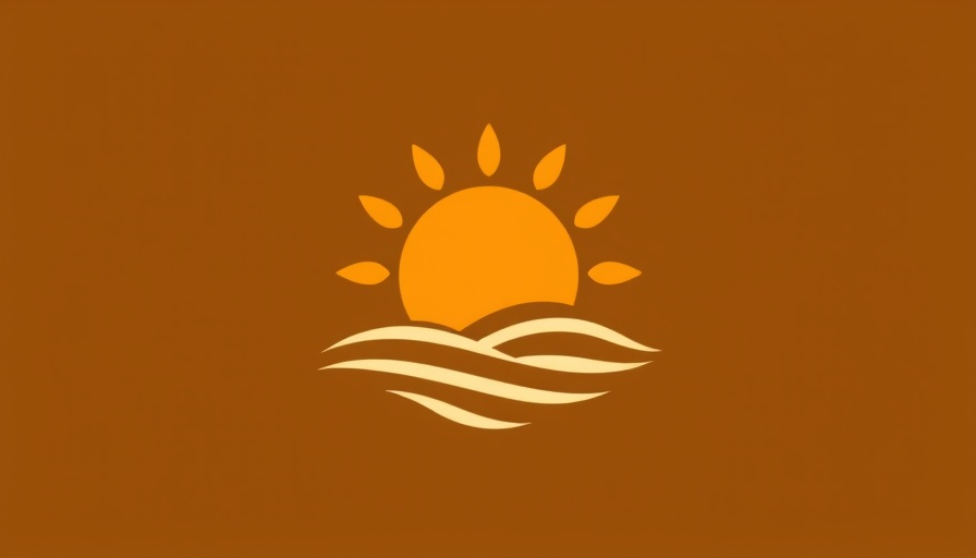 Minimalist sun and waves logo, serene design.