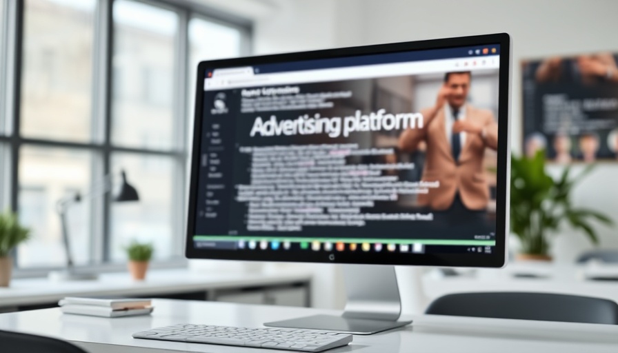 Close-up of desktop monitor showing advertising platform in an office.