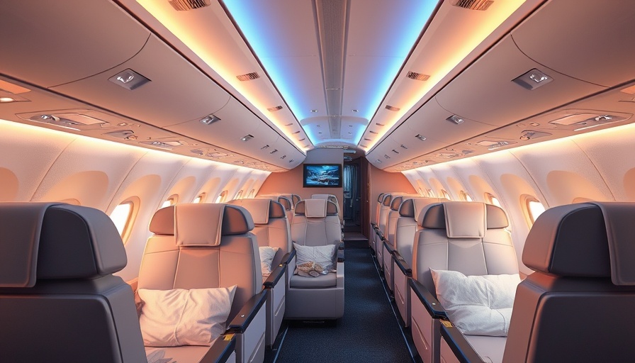 Luxurious premium airfare trends in modern airline cabin.