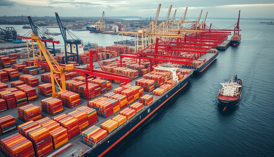 Vast shipping port bustling with cargo ships and containers showcasing CMO IQ.