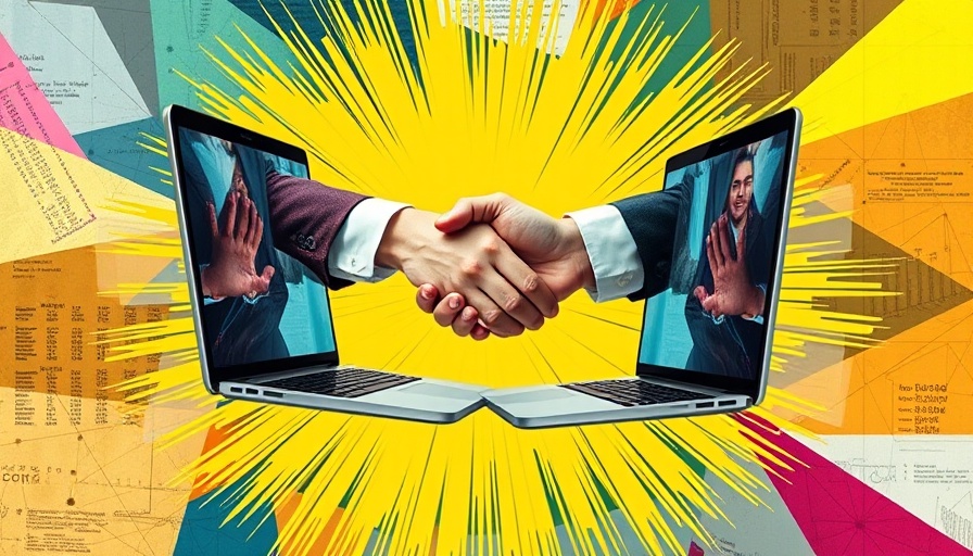 Hands shaking through laptops symbolizing scalable digital marketing strategy 2025.
