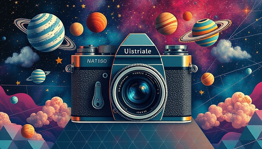 Artistic camera illustration with celestial design, showcasing creativity for data-driven digital marketing services.