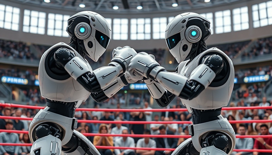 Robots boxing with crowd; human touch in robotics showcased.