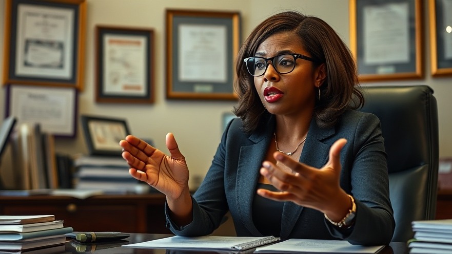 Professional woman explaining Haitian immigration policy and Temporary Protected Status in an office.