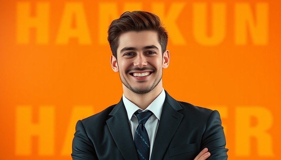 H1B Visa topic with confident man in suit on vibrant background.