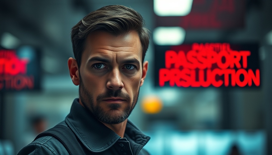 Alert man against passport background, indicating travel ban in 2025.