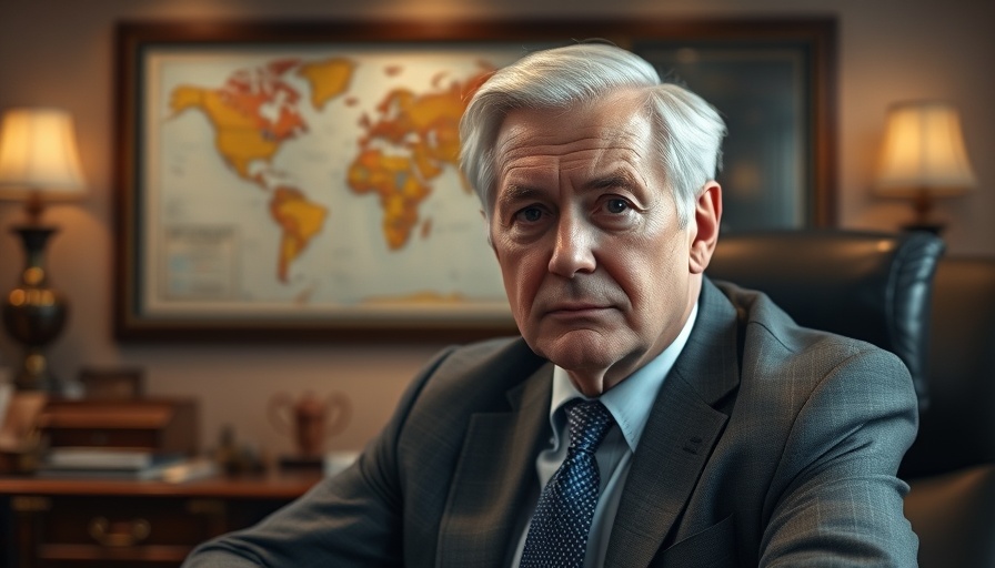 Serious older man in office setting discusses Smuggled Fentanyl Tariff Mocked.