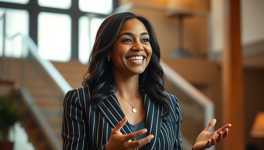 Smiling woman discussing naturalization interview changes indoors