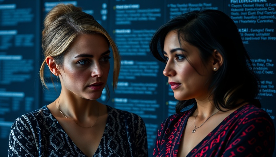 Redefining Legal Leadership discussion with two women, focused expressions.