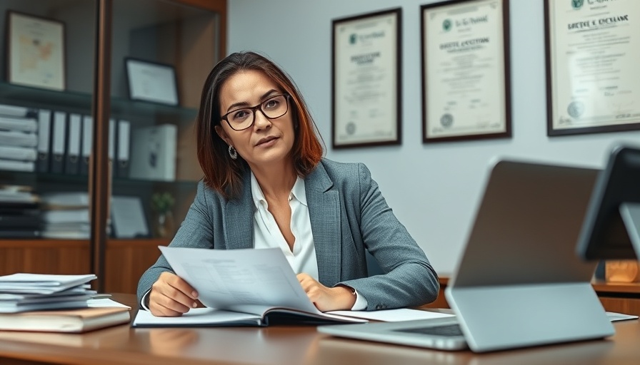 Professional woman discussing supercharging deportations in an office setting.