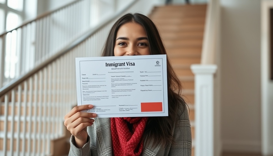 Woman celebrating immigrant visa granted in Montreal indoors.