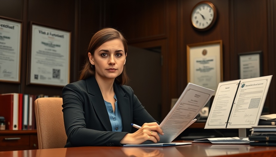 Professional woman discusses removal order after overstaying visa, office setting.