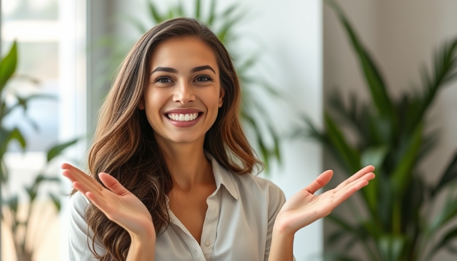 Smiling woman shares good news about marriage-based green card approval.