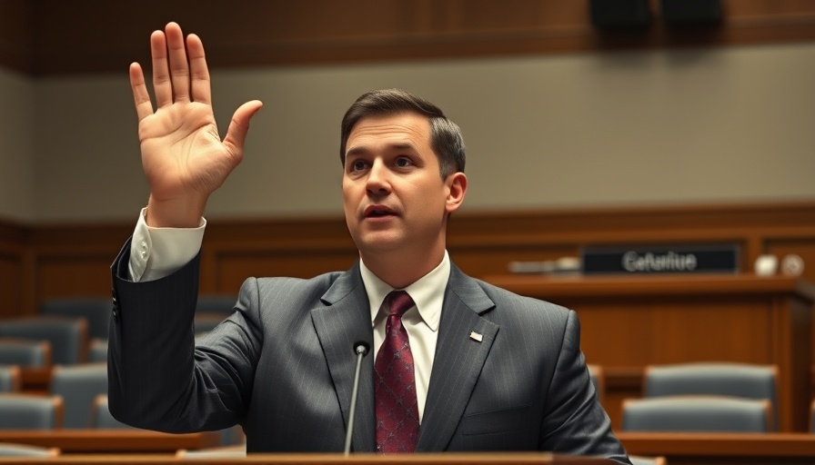Polished speaker at government hearing, discussing inefficiency.