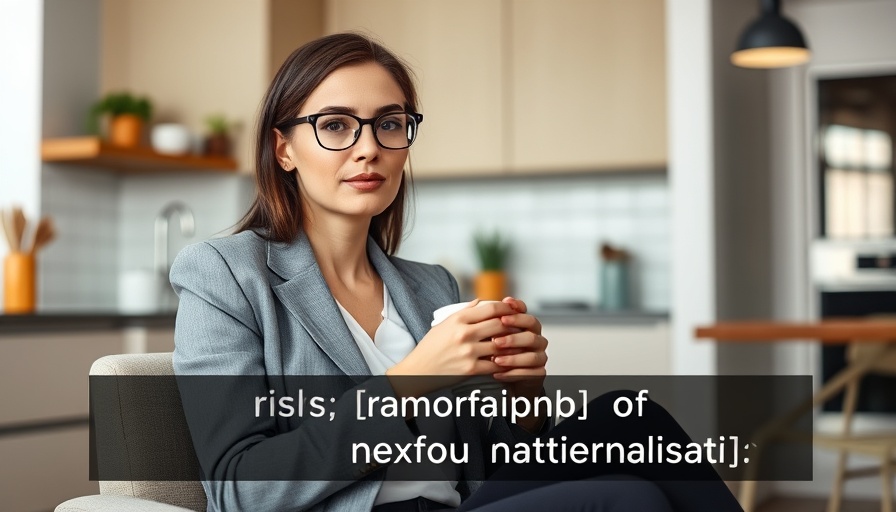 Businesswoman discusses risks of applying for naturalization in modern kitchen.