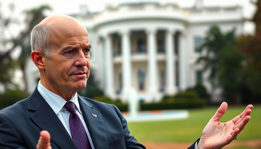 Man in suit speaking about Trump Trade Deals in White House setting.