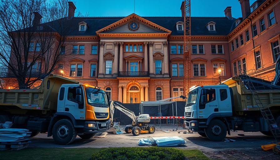 Trump Rose Garden Renovation Controversy: Evening construction with machinery.