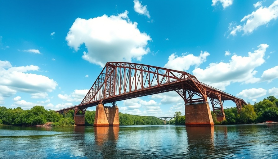 Steel bridge over river in Baltimore County landscape.