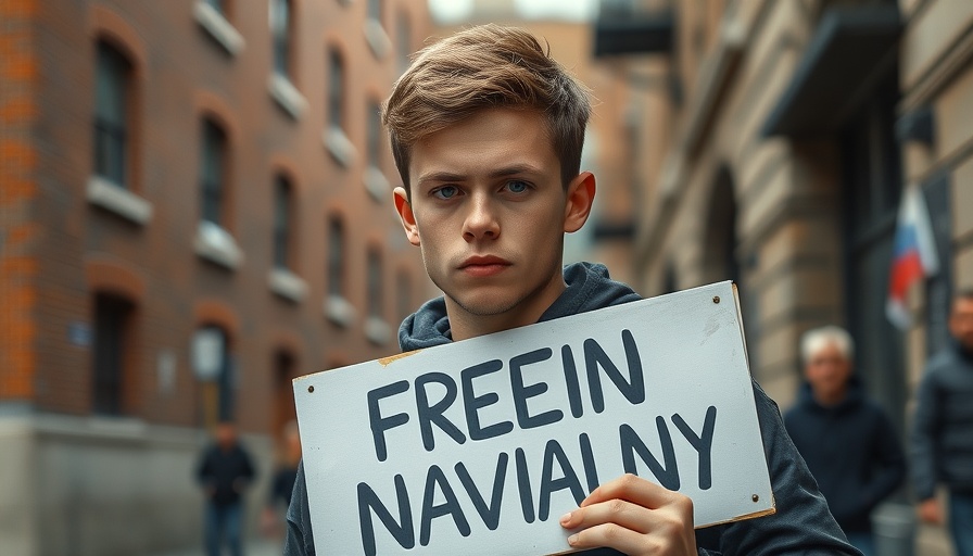 Young individual with protest sign urging for Russian dissident's release.