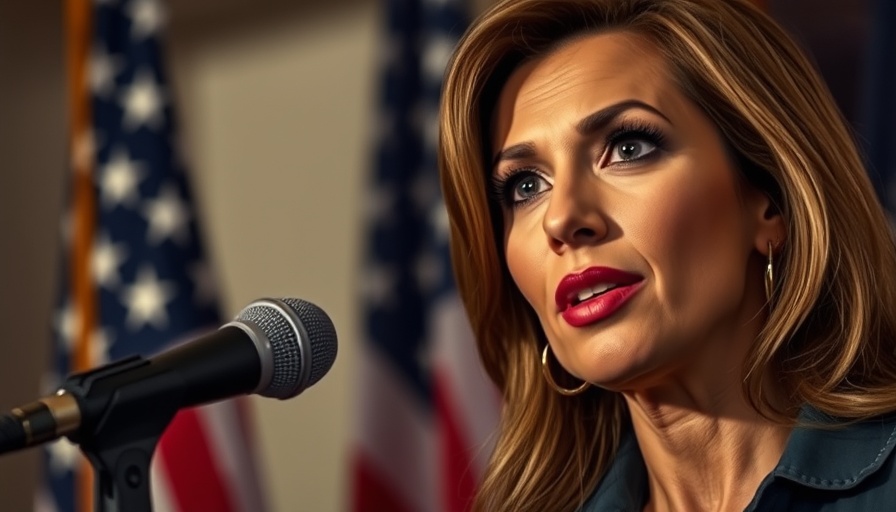 Woman discusses the Bipartisan Dignity Act Reintroduced with an American flag backdrop.