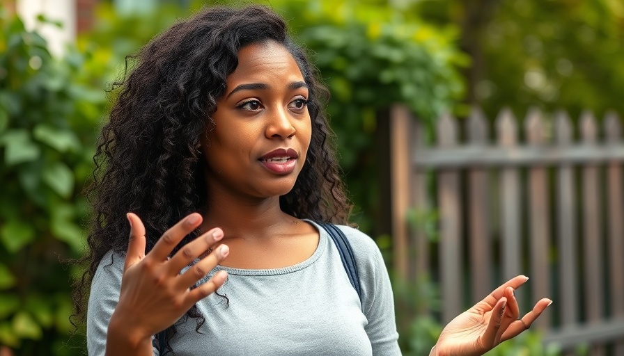 Young woman discussing ICE citizenship interview policies outdoors.
