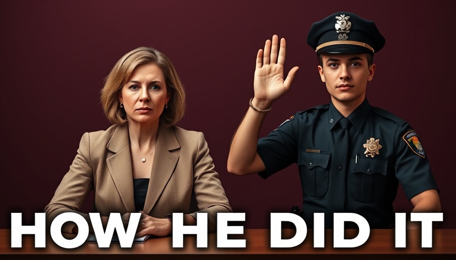 Jamaican man working police officer, adjacent to serious woman, solid background.