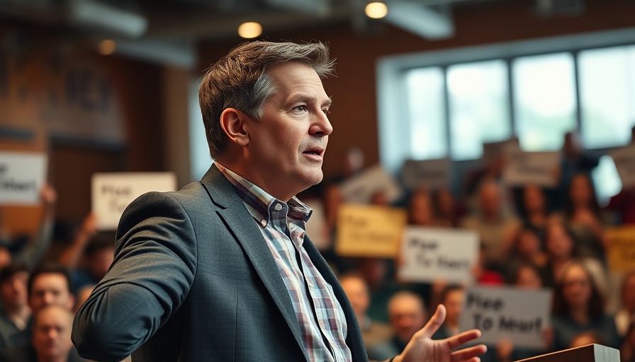 California Redistricting Response: Man speaking passionately at event.